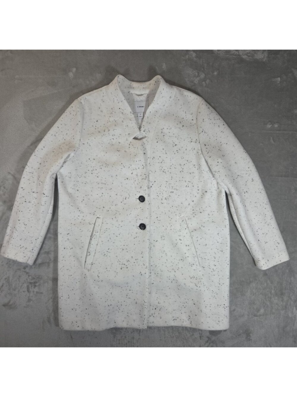 Old Navy White Soft Brushed Overcoat Speckled Long Jacket XL